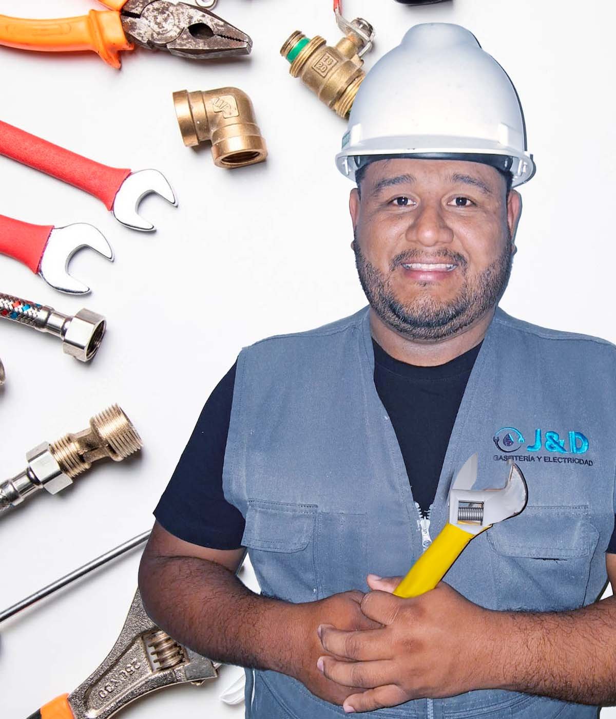 Equipo técnico de construcción con casco de seguridad